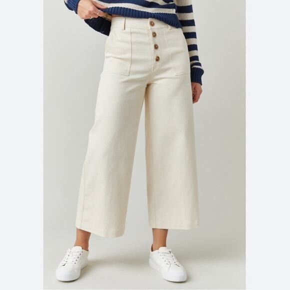 NEW Francesca's Cream Culotte Pants M Wide Leg Crop - Picture 8 of 8